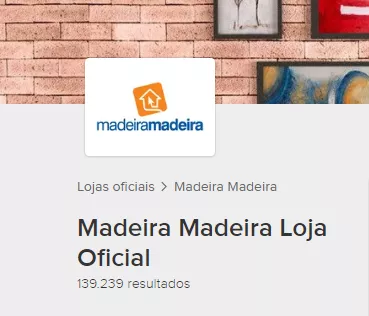 Layout de parte da página inicial da loja Madeira Madeira no Mercado Livre