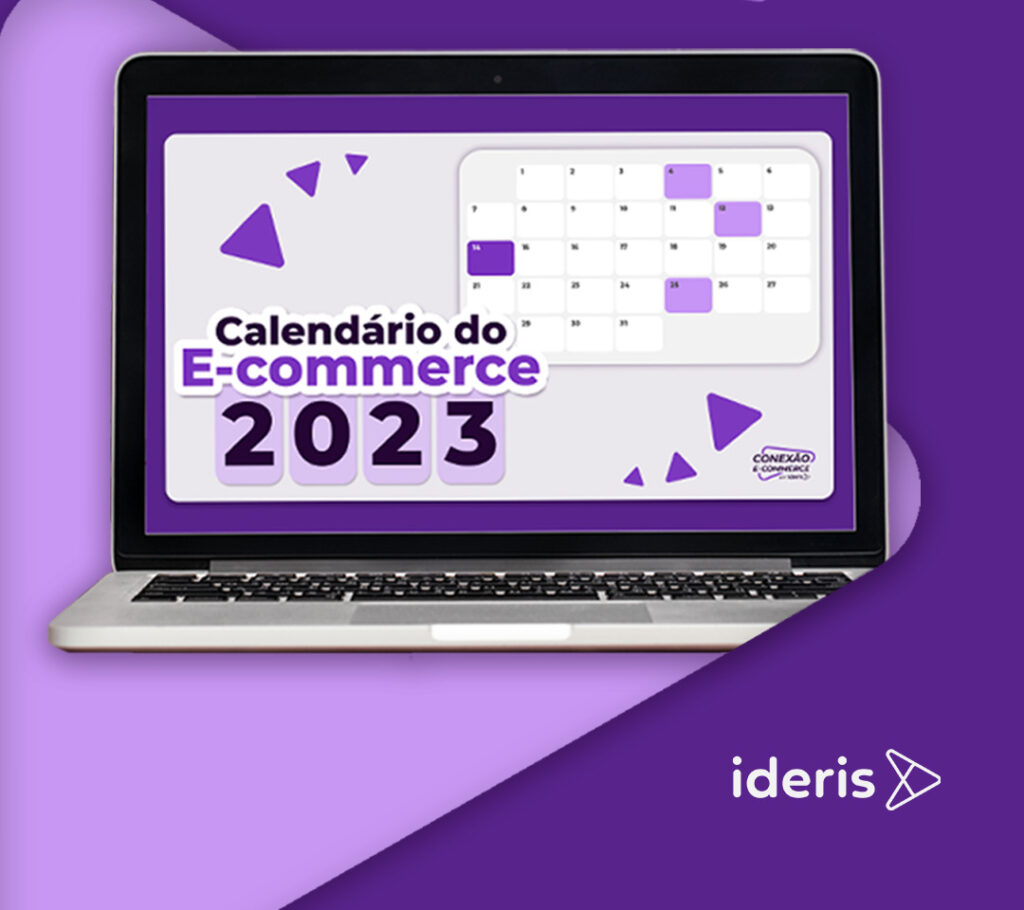 Na imagem está a capa do livro digital intitulado Calendário do E-commerce 2023, produzido pelo Ideris e disponibilizado gratuitamente