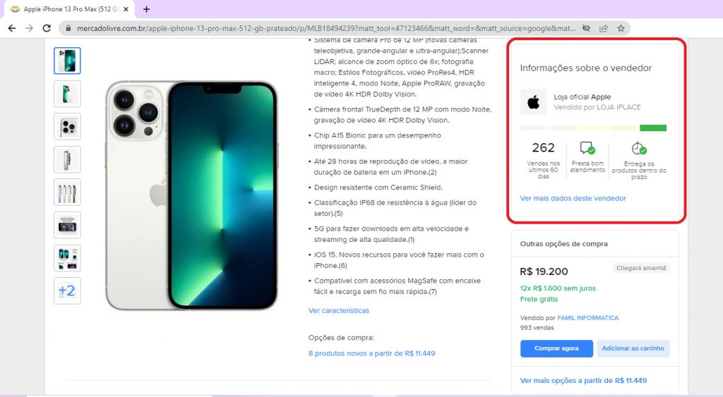 exemplo de reputação no mercado livre